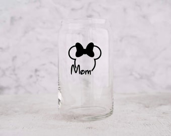 Disneymom, mom beer can glass, mothers day gift for new mom, mama iced coffee glass, new mom gift, mom gift from husband, gifts for her,