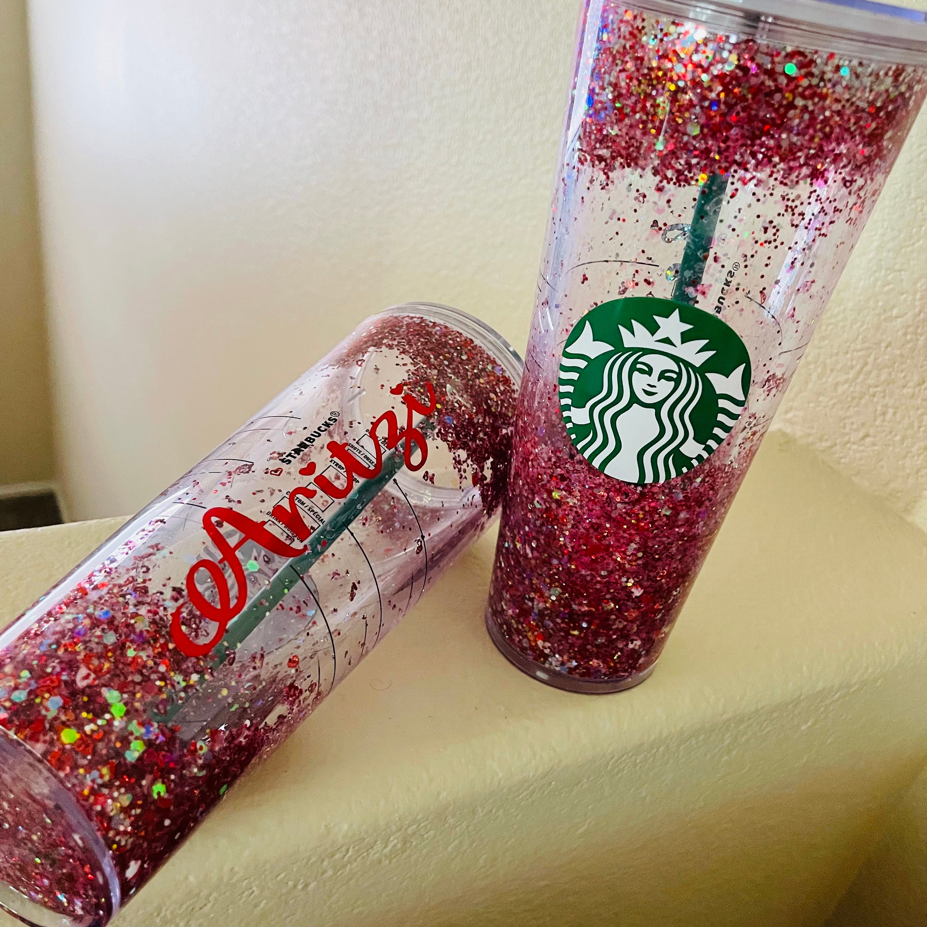 Starbucks Tumbler Valentines Glitter Snowglobe Liquid Filled and perso – My  Life in Colors