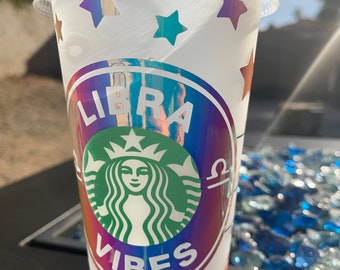 Libra Vibes Starbucks reusable cup, Starbucks, personalized cups, zodiac, birthday cup, zodiac sign, libra