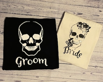 Halloween bride and groom, Halloween couple shirts, Halloween wedding shirts, bride and groom gift, honeymoon shirt for couples,