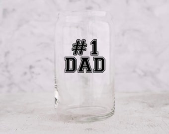Number 1 dad, dad beer can glass, Christmas gift for men, new dad gift from wife, dad beer glass, christmas gift for dad