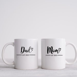 Mom and dad est 2024 mug, new dad gift, mama coffee mug, new parent gift set, mom to be gift  new mom and dad cups, Christmas gift for mom