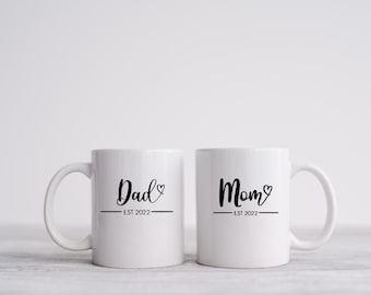Mom and dad est 2024 mug, new dad gift, mama coffee mug, new parent gift set, mom to be gift  new mom and dad cups, Christmas gift for mom