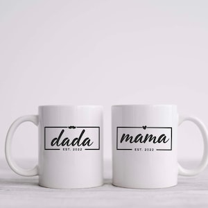 Mama and dada est 2024 mug, mom to be gift, Fathers Day gift mug, mama coffee mug, new parent gift set, new mom and dad cups