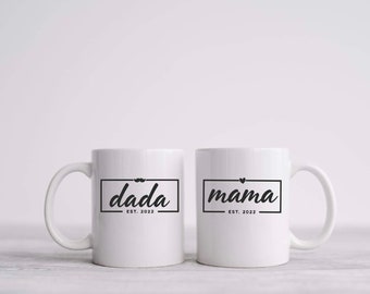 Mama and dada est 2024 mug, mom to be gift, Fathers Day gift mug, mama coffee mug, new parent gift set, new mom and dad cups