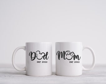 Disney mom and dad coffee cup set, New parent gift, new mom gift, mothers day gift mug, parents to be gifts, new dad gift