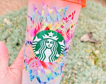 Sunflower coloring changing Starbucks reusable cold cup, Starbucks coloring changing cup, Starbucks cold cup, sunflower, summer cup