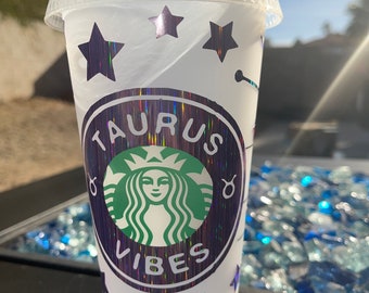 Taurus Vibes Starbucks reusable cup, Starbucks, personalized cups, zodiac, birthday cup, zodiac sign, Taurus