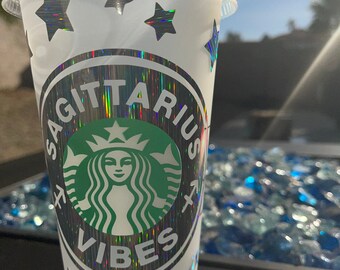 Sagittarius Vibes Starbucks reusable cup, Starbucks, personalized cups, zodiac, birthday cup, zodiac sign, Sagittarius