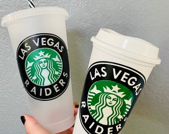 Las Vegas Raiders Starbucks reusable cold cup,  Starbucks tumbler, Starbucks cup, personalized, Starbucks, nfl cup,