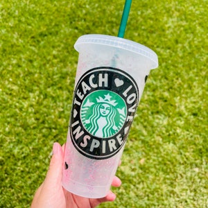 Teach love Inspire Starbucks cold cup, Starbucks cup personalized, personalized Appreciation gifts for teachers, teach love inspire tumbler