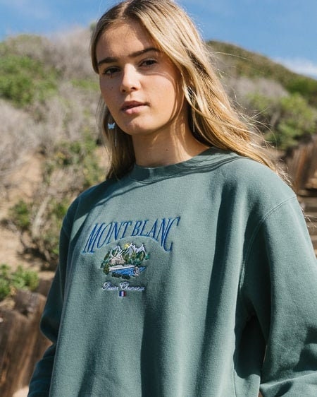 Vintage Mont Blanc Embroidered Sweatshirt Crew Neck Embroidered Crewneck Aesthetic Sweater