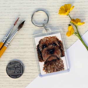 Pet Portrait Keyring, Pet Keychain, Dog Illustration, Small Gift, Postal Gift, Cat Painting