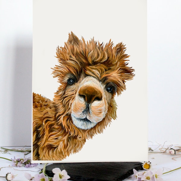 Alpaca Print, Fine Art Print, Acrylic Painting, Farm Animal Art, Giclee Fine Art Print,