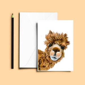 Alpaka Grußkarte, Tiergeburtstagskarte, All Occasion Card, Animal Art, Weihnachtskarte, Jahreszeitengrußkarte