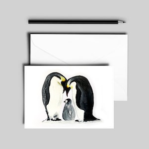 Tarjeta de felicitación de pingüino, tarjeta de cumpleaños de animales, tarjeta de todas las ocasiones, arte animal, tarjeta de Navidad, tarjeta de felicitación de temporada