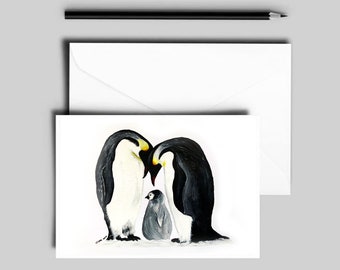 Penguin Greeting Card, Animal Birthday Card, All Occasion Card, Animal Art, Christmas Card, Seasonal Greeting Card