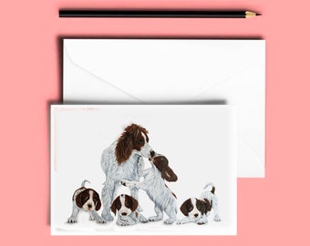 Spaniel Greeting Card, Animal Birthday Card, All Occasion Card, Animal Art, Mother's Day Card, Seasonal Greeting Card