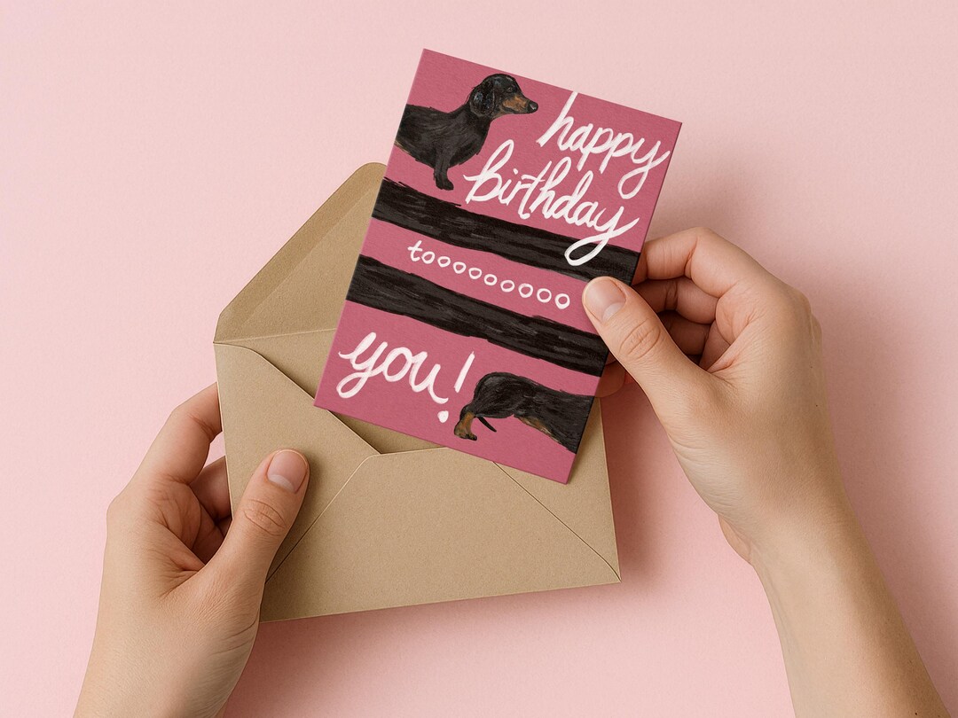 Dachshund Birthday Greeting Card, Dog Lover Bday Card, Cute Girly Card ...