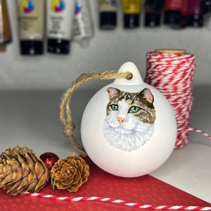 Custom Pet Bauble, Ceramic Ornament, Christmas Tree Decoration, Dog Memorial, Xmas Decor, Holiday Gifts, Personalised Tree Hanging, Cat Gift image 2