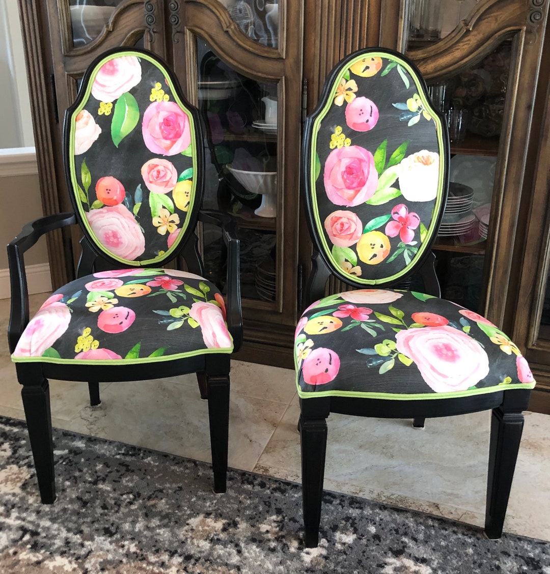 Custom Floral French Chairs Etsy