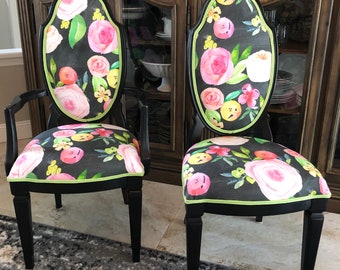 Custom Floral French Chairs