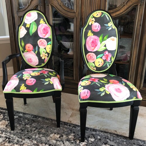 Custom Floral French Chairs Etsy