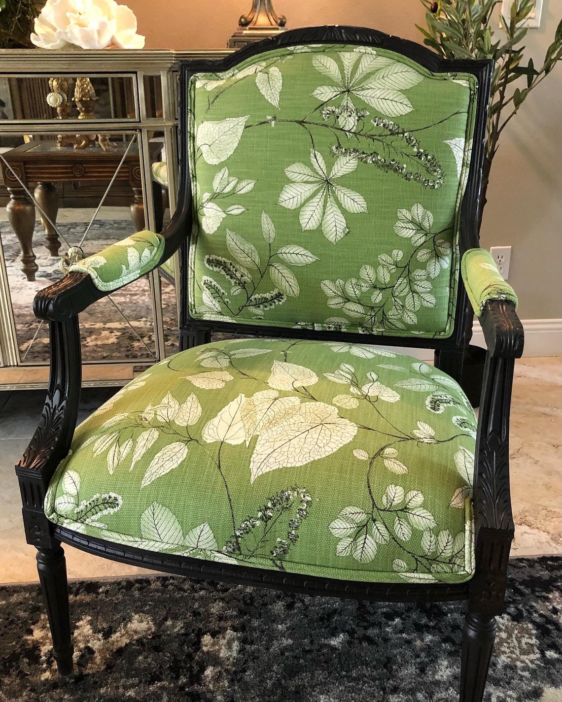 Custom Green Linen Chair - Etsy
