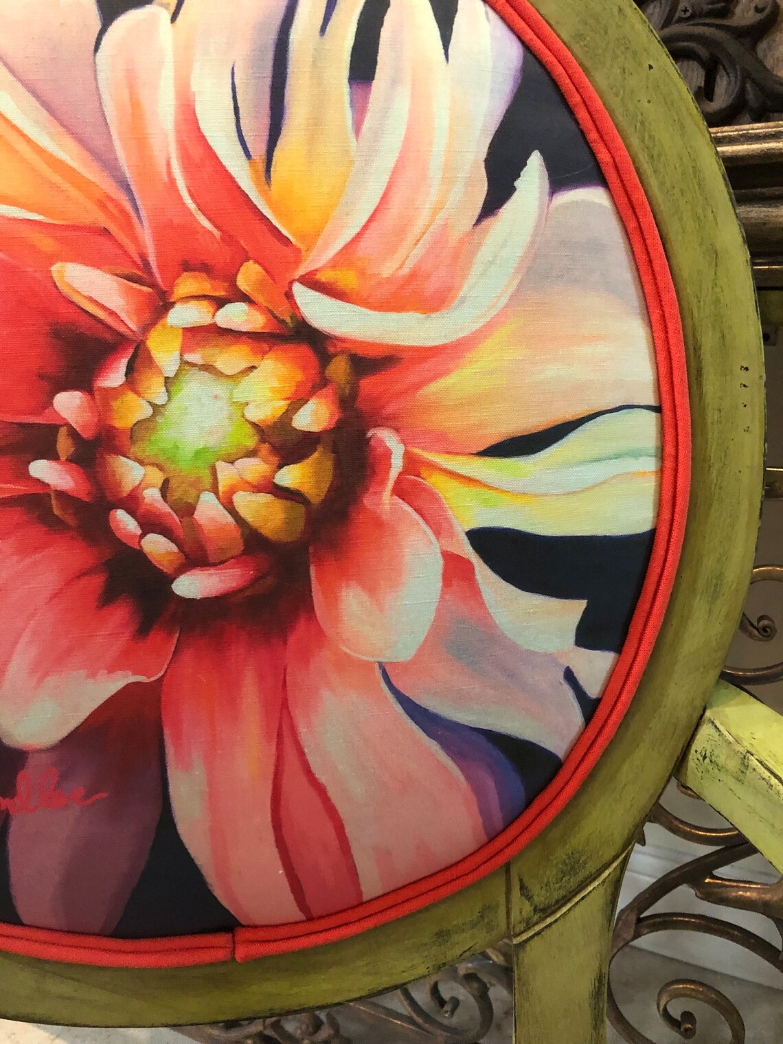 Custom Large Pink Floral Office Chair on Castors Etsy