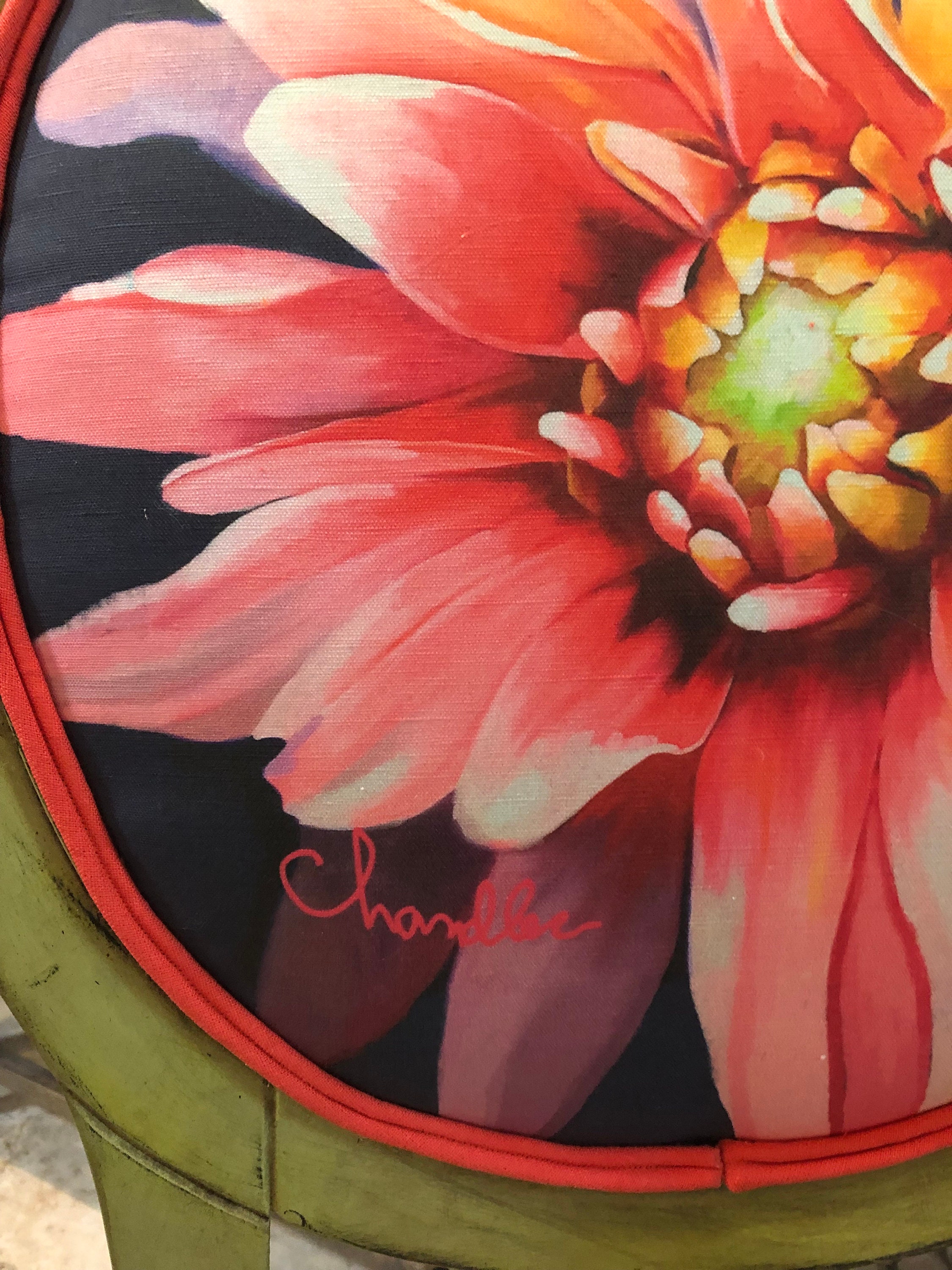 Custom Large Pink Floral Office Chair on Castors Etsy