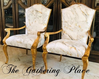 Custom Marbled Fabric Chair
