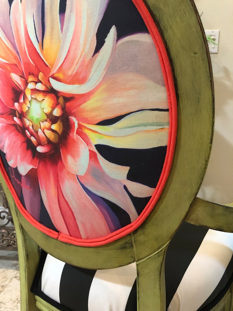 Custom Large Pink Floral Office Chair on Castors Etsy