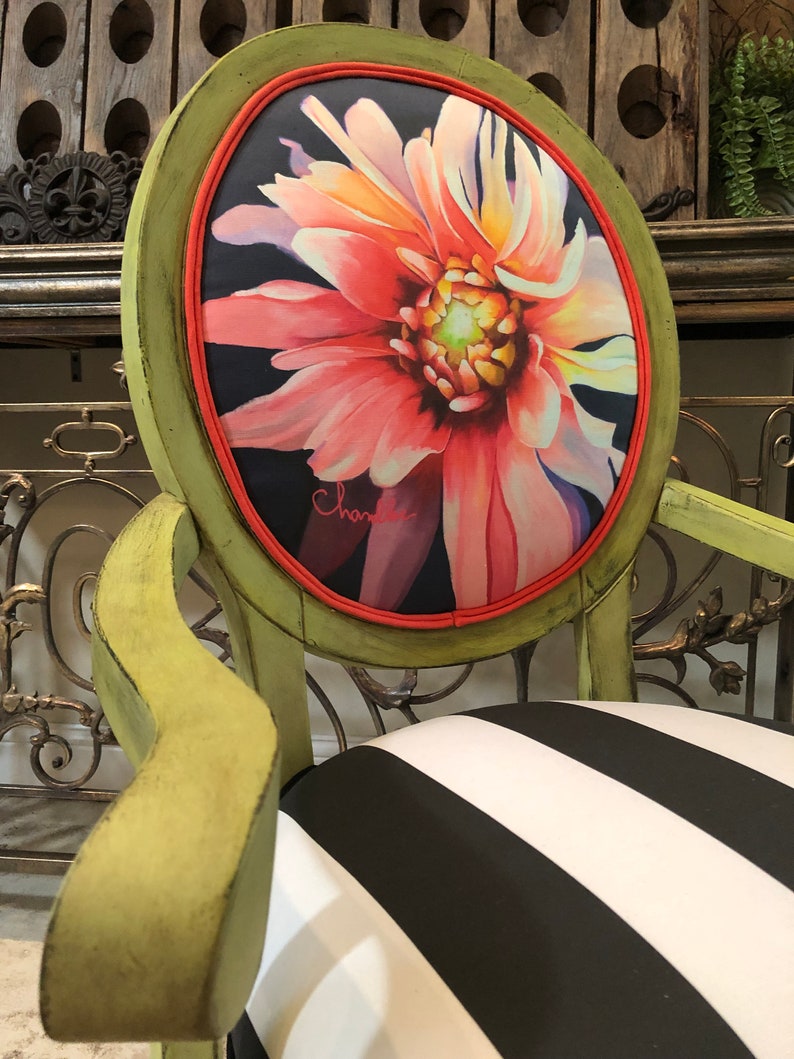 Custom Large Pink Floral Office Chair on Castors Etsy