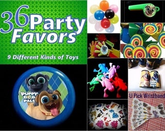 Puppy Dog Pals - Ensemble de 36 pièces (bracelet en U) - Jouets cadeaux d'anniversaire Pinata Loot Supplies masques bruiteurs Sac à main