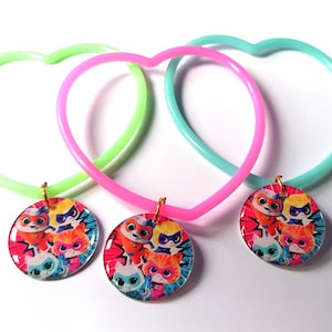 Valentines Day Kitties- 6 Plastic Bracelets -Toys Birthday Prizes Pinata Loot Party Supplies Super Hero