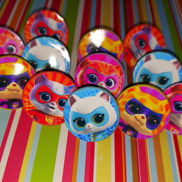 Kitties - 12 Cupcake Rings Toppers- Party Favors Pinata Toys Grab Bag Superhero cats