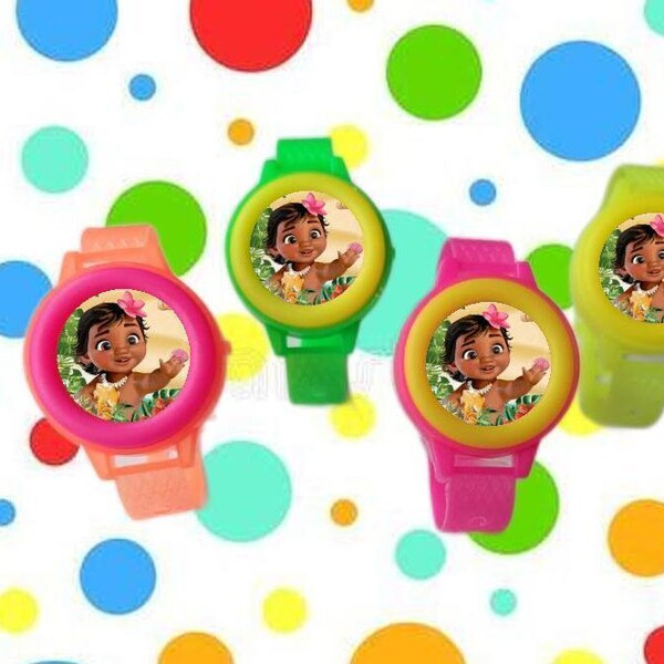 Baby Moana-  6 Toy Watches - Party Favors Fillers Birthday Grab Bag