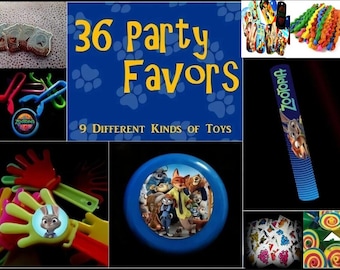 Zootopia- 36 Party Favor Combo - Party Favors Birthday Pinata Loot Prizes  Supplies Noisemakers