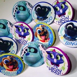 Puppy Dog Pals- 12 Cupcake Rings -4 Characters- Toys Birthday Prizes Pinata Loot  Supplies