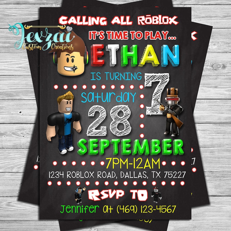 Roblox Birthday Invitation Roblox Chalkboard Invitation Etsy - image 0