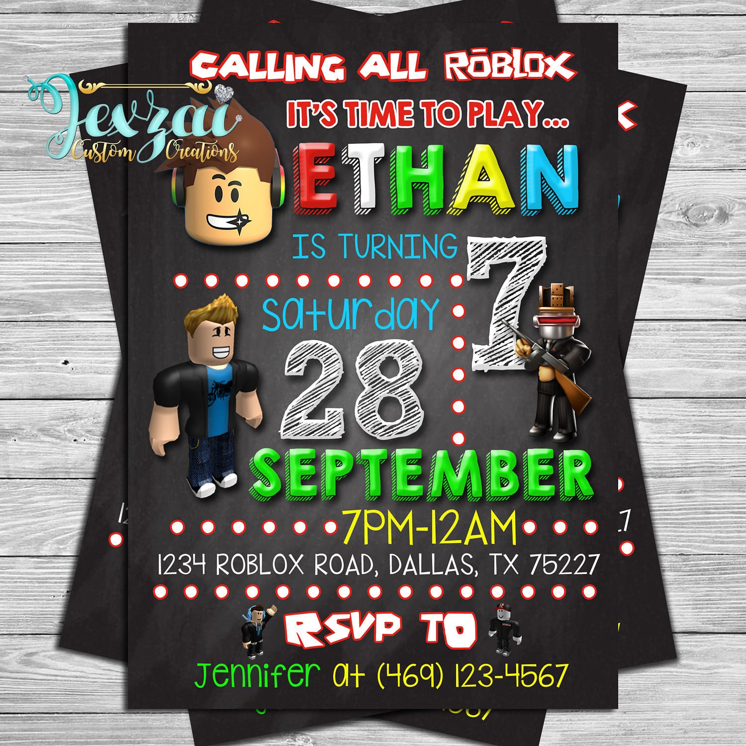 Roblox Birthday Invitation Roblox Chalkboard Invitation Etsy - 50
