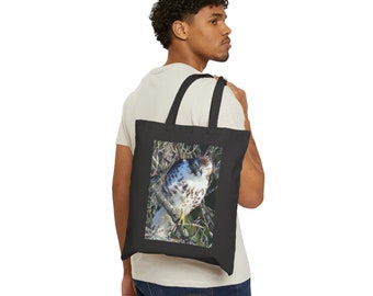 Cotton Canvas Tote Bag-Red Tailed Hawk