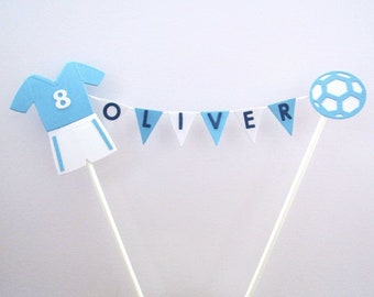Personalised Cake Topper - Handmade - Football Design.  Can be made in any colours required.