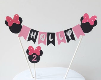 Handmade Personalised Bunting Cake Topper - Minnie Mouse. Beautiful Cake Decoration.