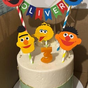 Handmade Personalised Bunting Cake Topper - Sesame Street Design. Elmo, Cookie Monster, Big Bird, Ernie, Bert Birthday Cake Decoration image 18