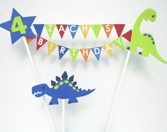 Cake Topper - Dinosaur Design - Personalised with any name and message.   Beautiful cake decoration.