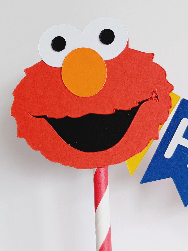 Handmade Personalised Bunting Cake Topper - Sesame Street Design. Elmo, Cookie Monster, Big Bird, Ernie, Bert Birthday Cake Decoration image 13