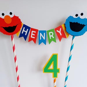 Handmade Personalised Bunting Cake Topper - Sesame Street Design. Elmo, Cookie Monster, Big Bird, Ernie, Bert Birthday Cake Decoration image 11