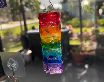Fused Glass Rainbow Suncatcher: Kiln Fired Stained Glass Window Decor