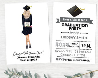 Class of 2024 Graduation Invitation Cards | Set of Flat Stationery Note Cards | Custom Notecard Stationery for Graduation 2022 5x7